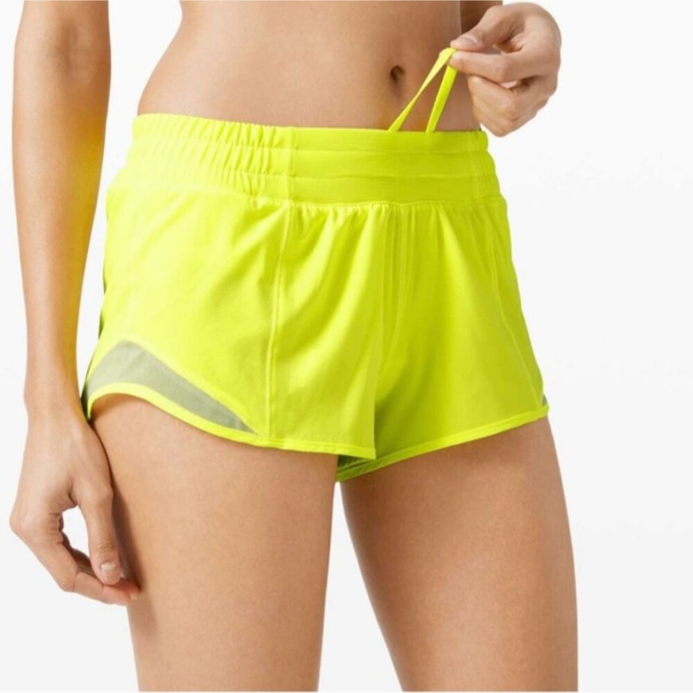 Lululemon Hotty Hot Short II Highlight Yellow Athletic Jogging Gym Shorts sz 10